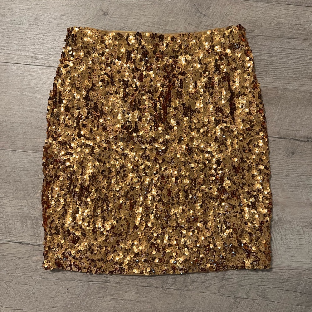 Gold sequence mini skirt